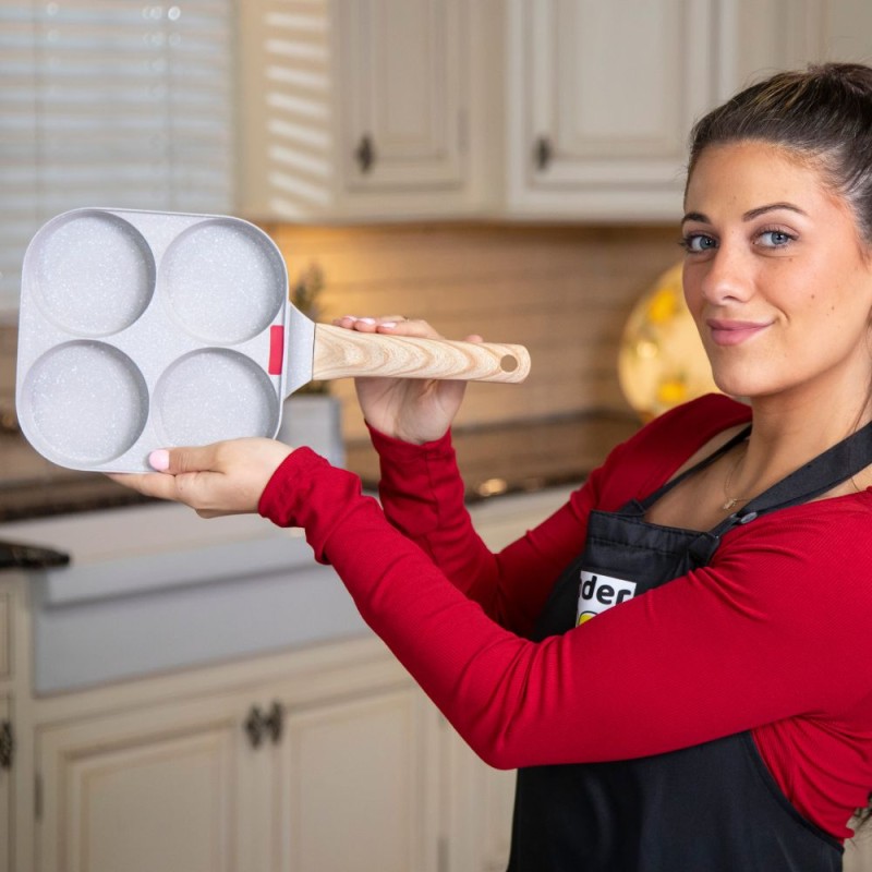 Poêle Wonderpan multi compartimentée avec témoin de chauffe et sa spatule en silicone